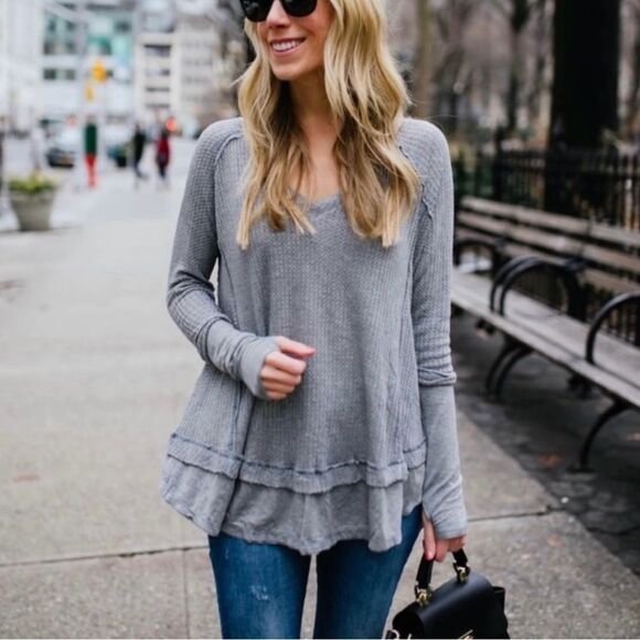 NWOT Free People Laguna Thermal V-Neck Blouse - Picture 3 of 8